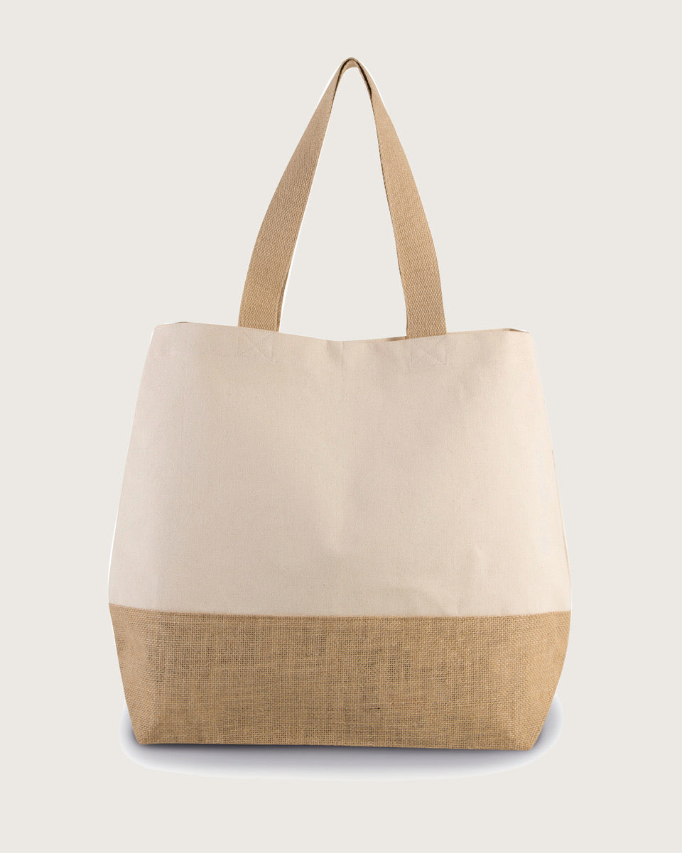 Kimood - Stylische Baumwoll-Jute-Shoppingtasche (100% BIO)