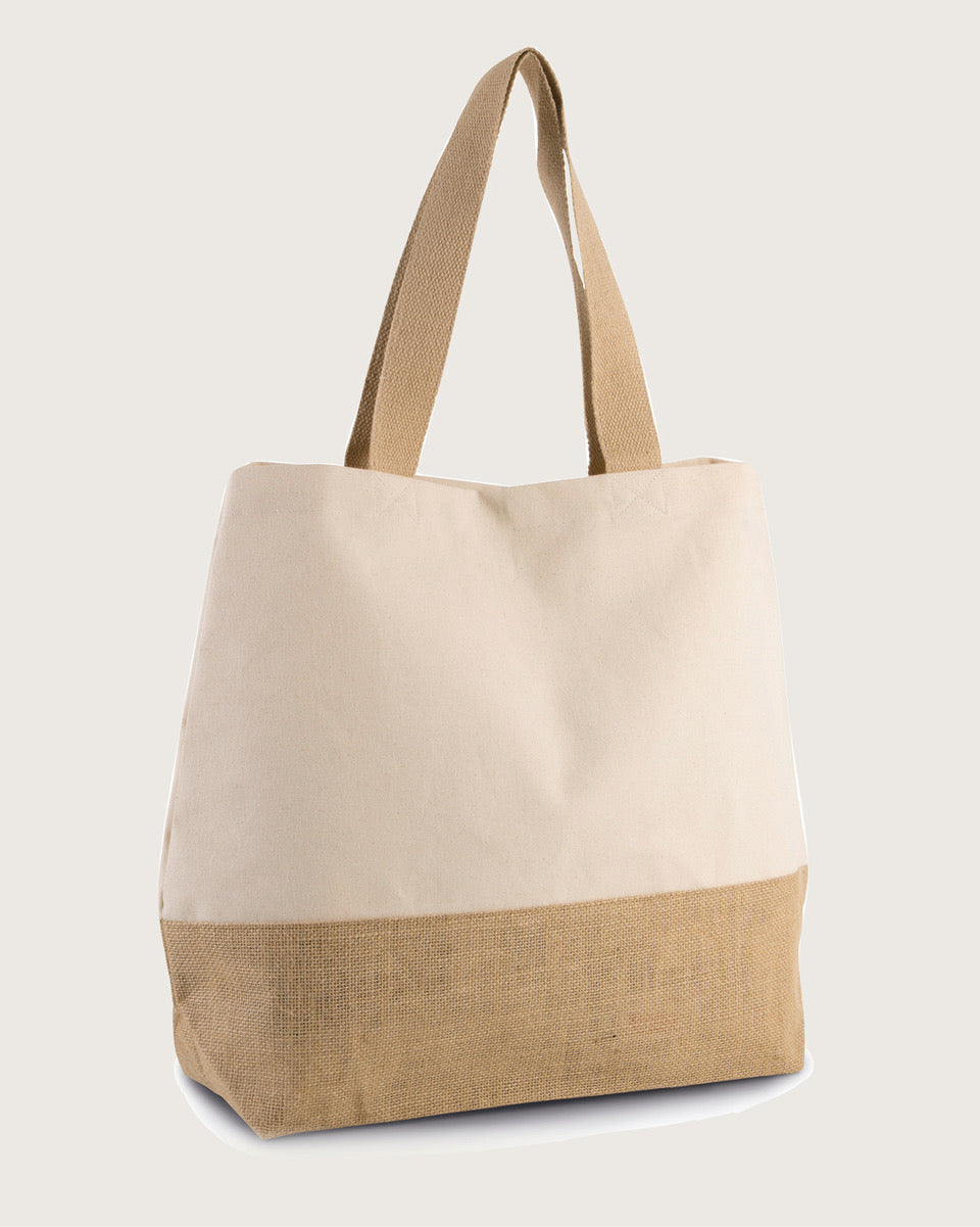 Kimood - Stylische Baumwoll-Jute-Shoppingtasche (100% BIO)