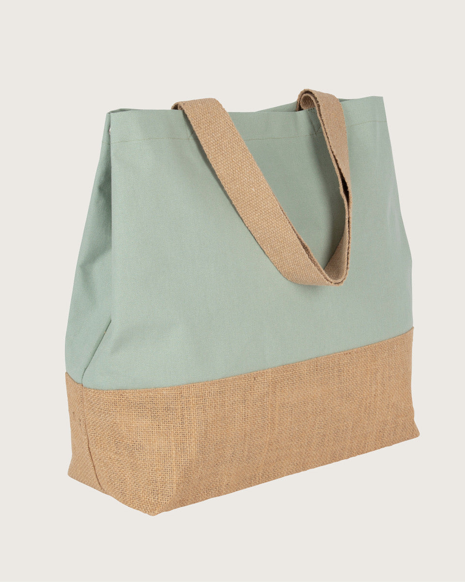Kimood - Stylische Baumwoll-Jute-Shoppingtasche (100% BIO)
