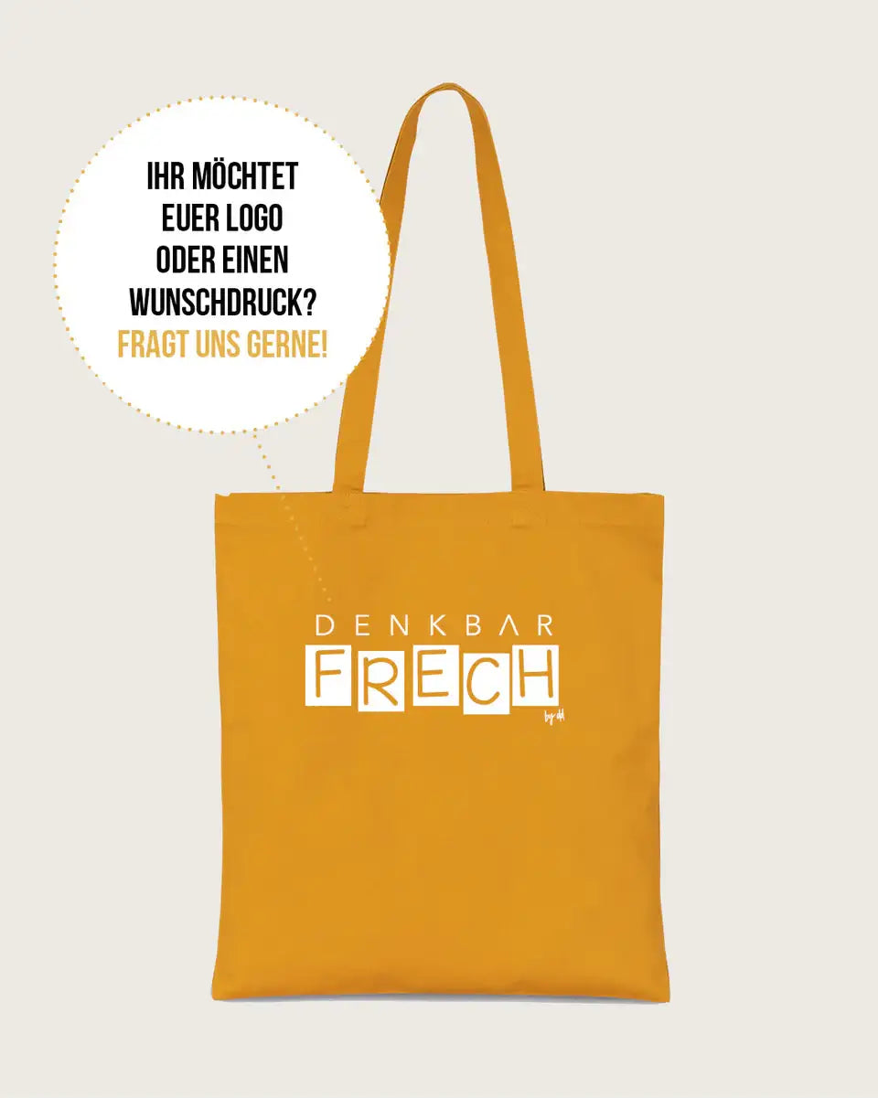 Gelbe Bio-Baumwolltasche mit Aufdruck &