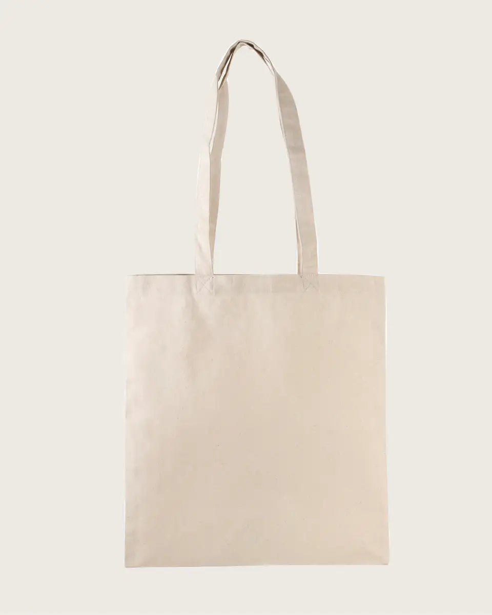 Naturfarbene Bio-Baumwolltasche mit langen Henkeln, nachhaltige Tragetasche
