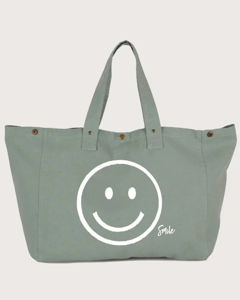 Kimood – Shoppingtasche aus Baumwolle – XL mit Smiley - DENKBAR FRECH