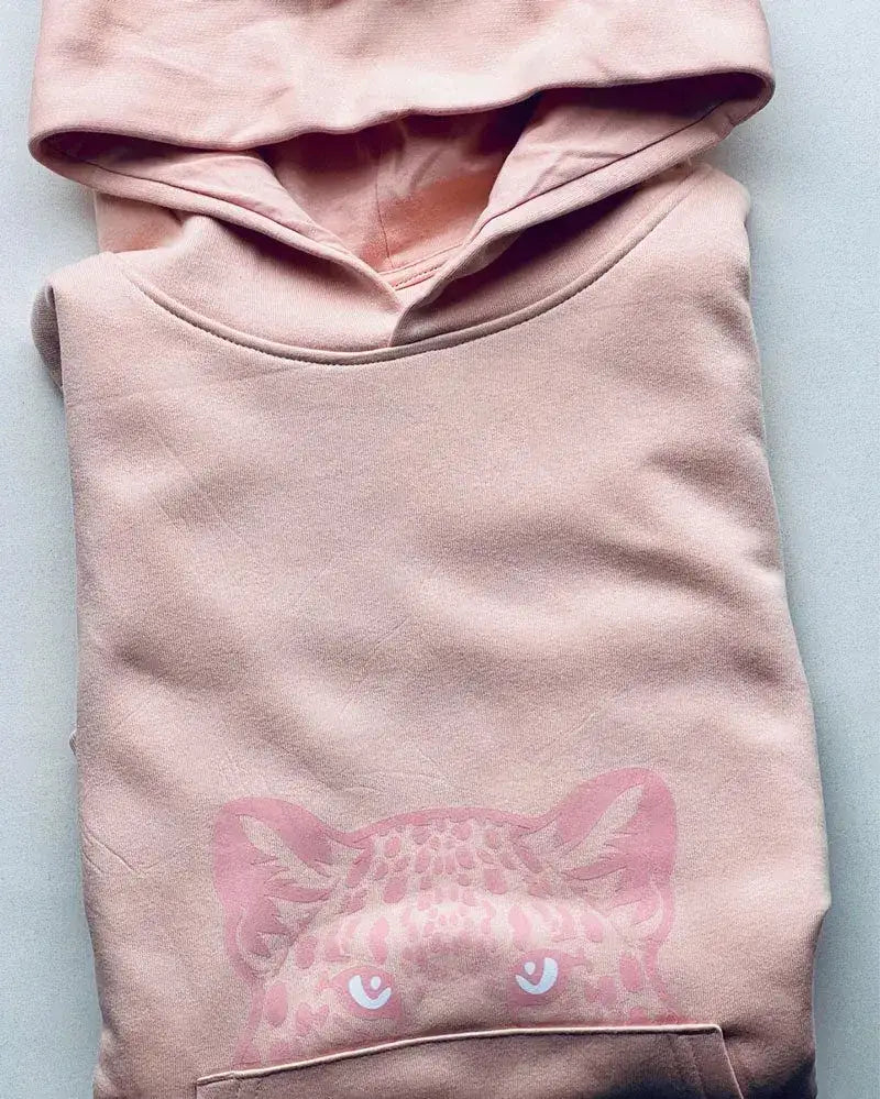 Nachhaltiger Kinder Hoodie in Pfirsichrosa mit Leoparden-Motiv, Bio-Baumwolle