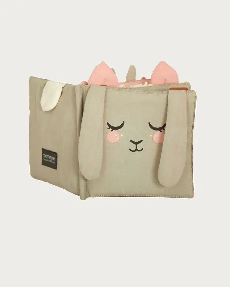 Stoff-Bilderbuch für Babys mit Hasenmotiv, rosa Ohren und langen Schlappohren