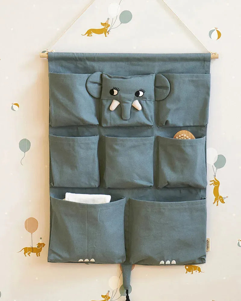 Kinder-Wandorganisierer – Elefant – grau-blau (Bio)