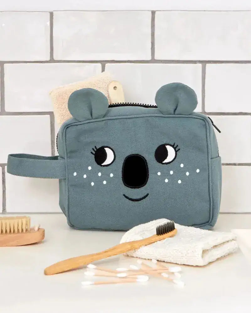Kinder Kulturbeutel in Koala-Design, nachhaltige Waschtasche im Badezimmer