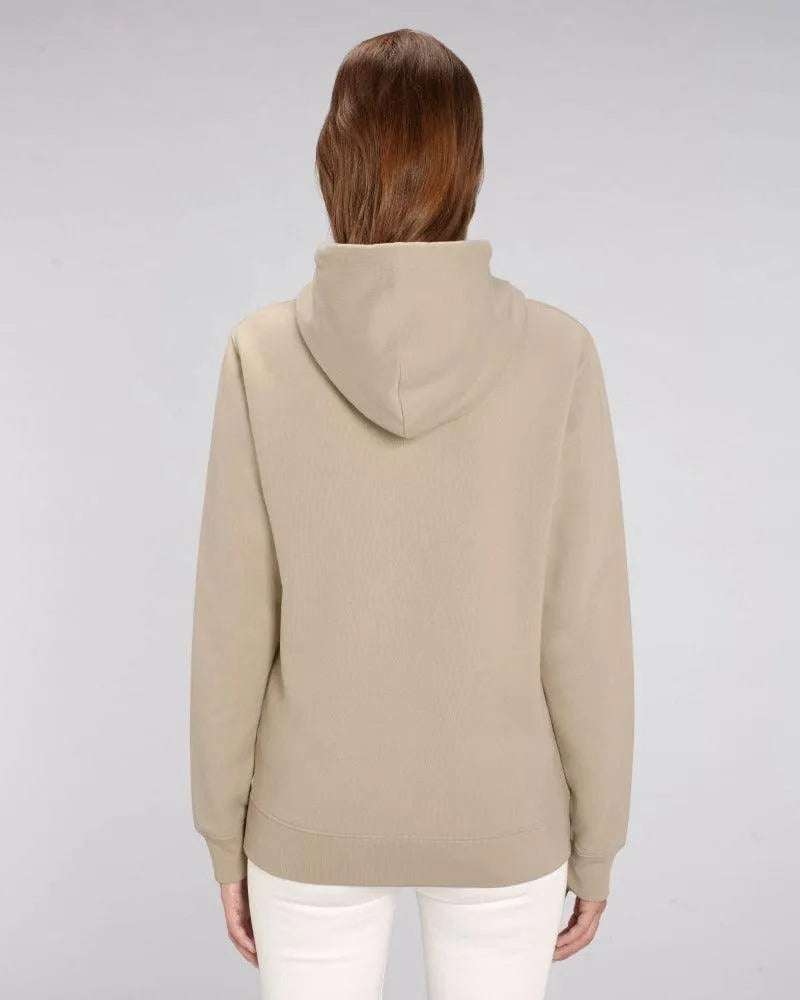 Frau in Unisex Hoodie (Bio-Baumwolle), Farbe: sage, back