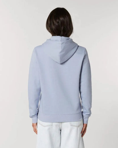 Frau in Unisex Hoodie (Bio-Baumwolle), Farbe: babyblau, back