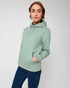 Frau in Unisex Hoodie (Bio-Baumwolle), Farbe: aloe, front