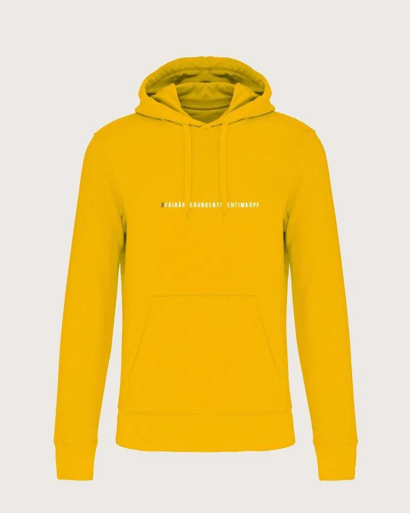 Hoodie mit Aufdruck - Sonnengelb (BIO) - DENKBAR FRECH