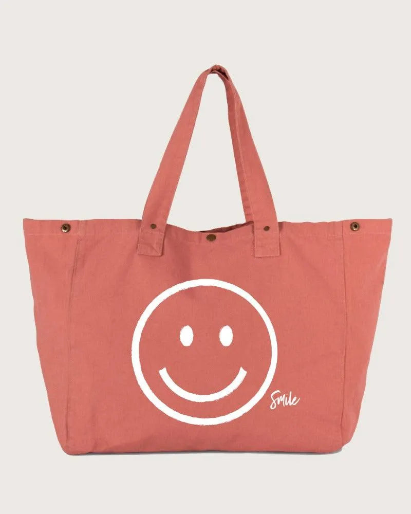 Kimood – Shoppingtasche aus Baumwolle – XL mit Smiley - DENKBAR FRECH