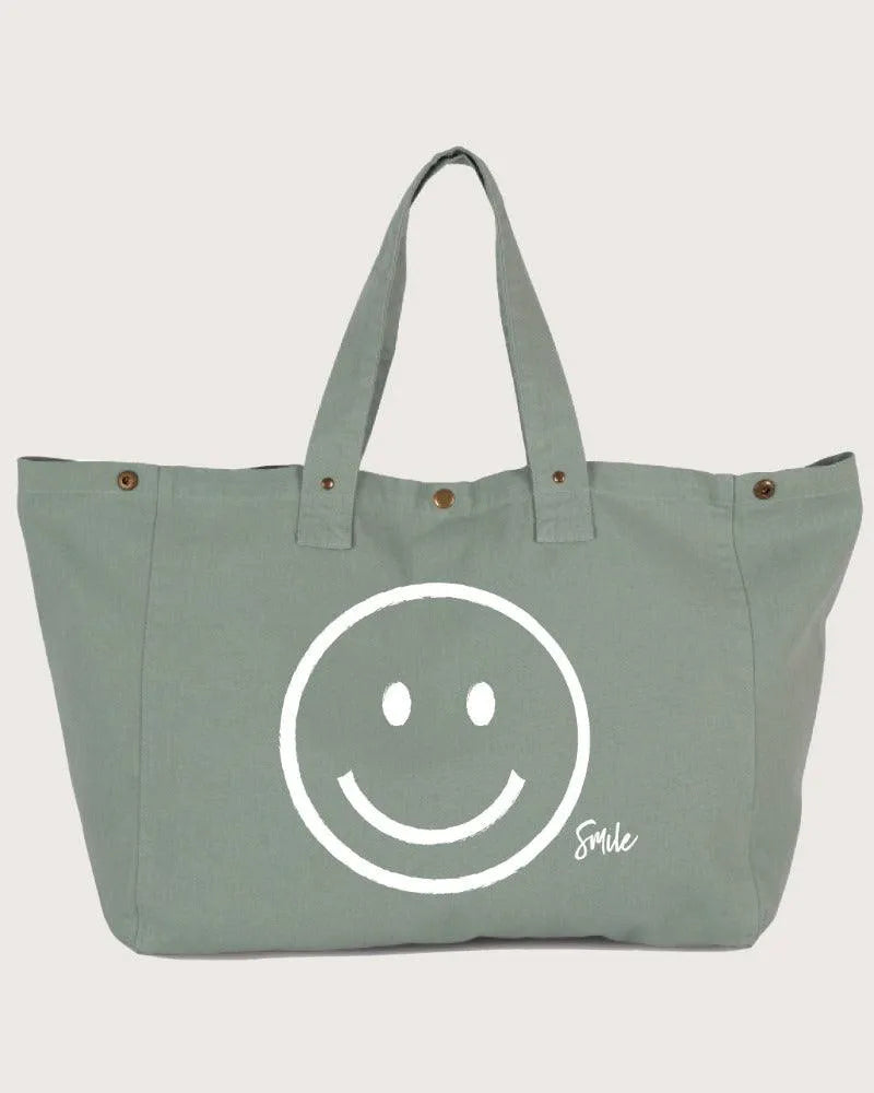 Kimood – Shoppingtasche aus Baumwolle – XL mit Smiley - DENKBAR FRECH